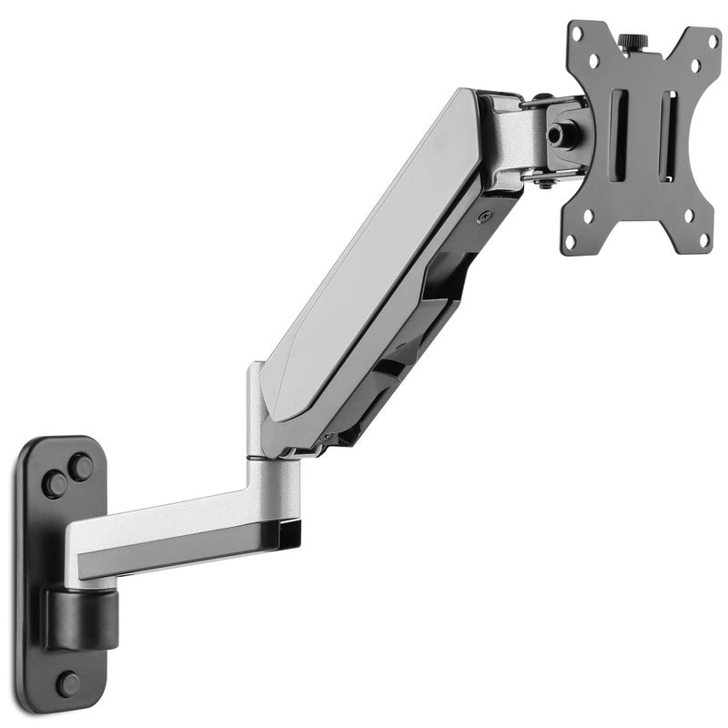 AVLT Single Extended 13"-32" Wall Mount - Curved/ Flat Monitor, Full Motion Height Swivel Tilt Rotation Adjustable Arm - VESA/Cable Management - Image 1